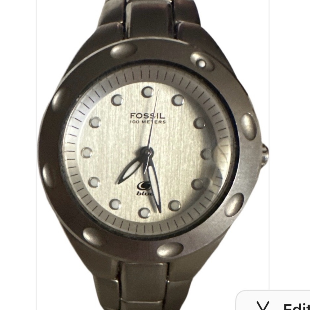 Fossil Silver Tone Watch with Dot Markers